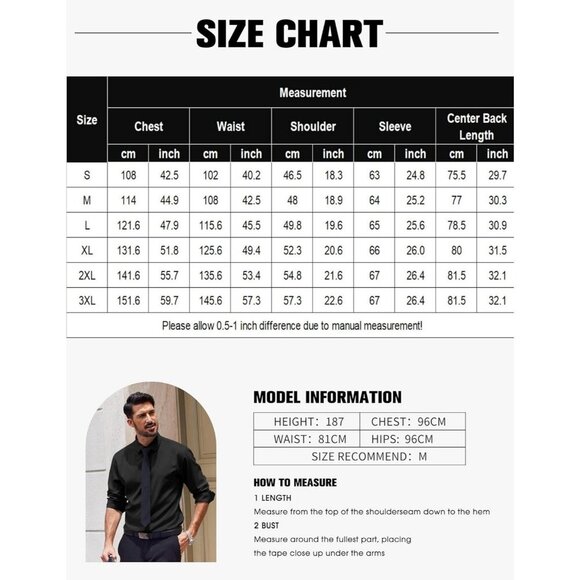 Coofandy Men Solid Navy Blue Long Sleeve Button Down Regular Fit Business Shirt - Picture 6 of 6